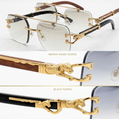 Trend Verse™ Solar Cheetah Photochromic Glasses 🐆 | Luxury Rimless Transition Sunglasses | Sculpted Gold Hinge ☀️🕶️