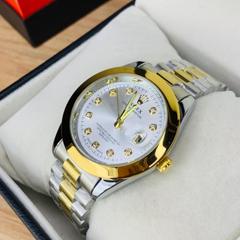 Rolex Luxury Stone Watch With Date – White Dial