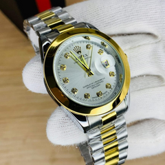 Rolex Luxury Stone Watch With Date – White Dial