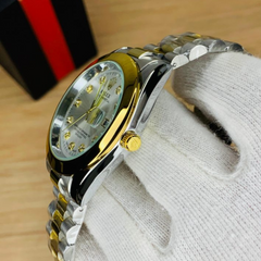 Rolex Luxury Stone Watch With Date – White Dial