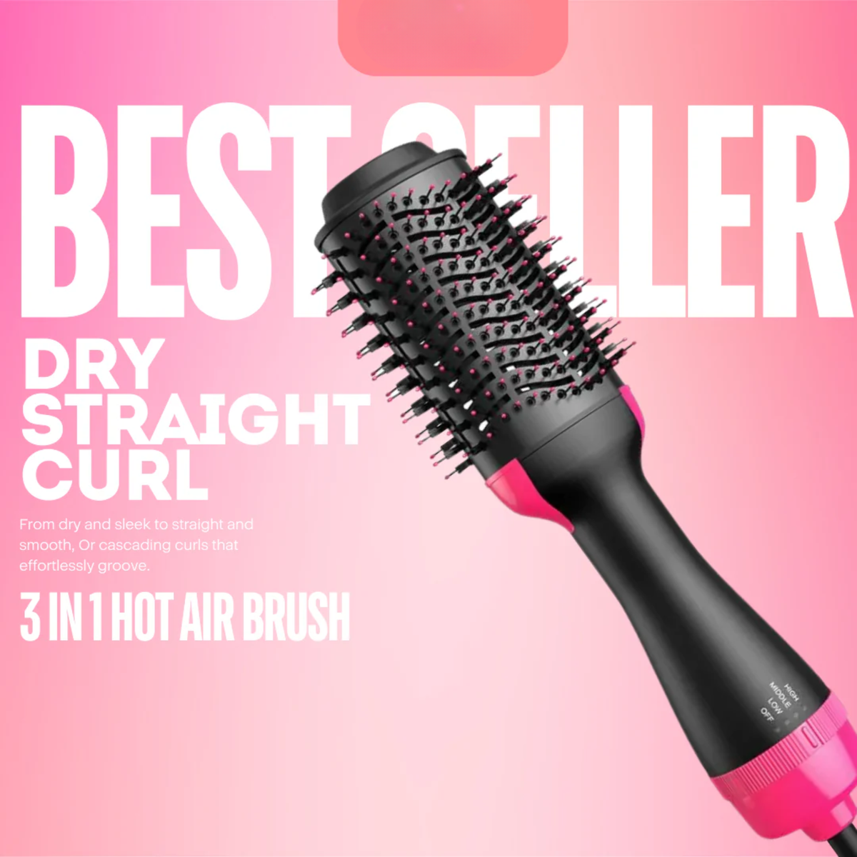 One Step Hot Air Brush (Dryer + Styler) - 3 in 1 Hair Dryer Brush Hot Air Styler One Step Hair Straightener Curler & Volumizer Professional Blow Dryer Brush for Women Styling