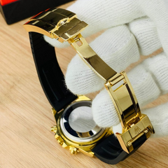 Stone Studded Strap Watch – Gold Dial Luxury Edition