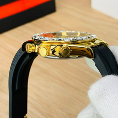 Stone Studded Strap Watch – Gold Dial Luxury Edition