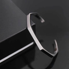 Stainless Steel Hexagon Cuff Bangle