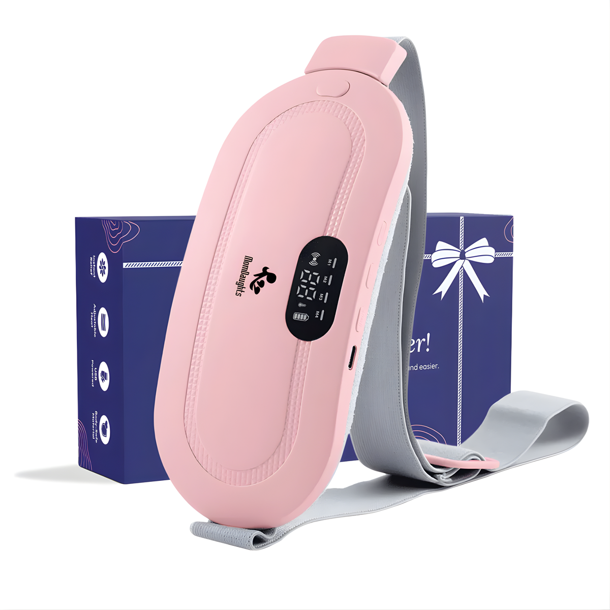 Period Pain Cramp Relief Belt - Portable Menstrual Heating Pad, Heated Belly Belt for Menstrual Cramp Relief with 4 Heat Levels and 3 Modes,