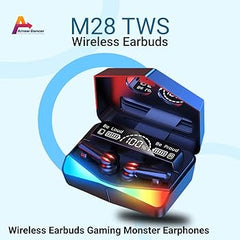 M28 Gaming Wireless Earbuds with RGB Lights & Digital LED Display