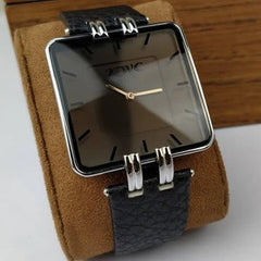Luxury Square Dial Gold-Black Leather Watch
