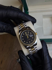 Rolex Datejust Two-Tone Black Dial Diamond Markers